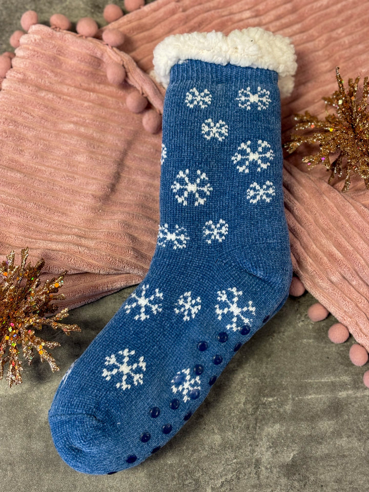 Christmas Snowflakes Fuzzy Socks