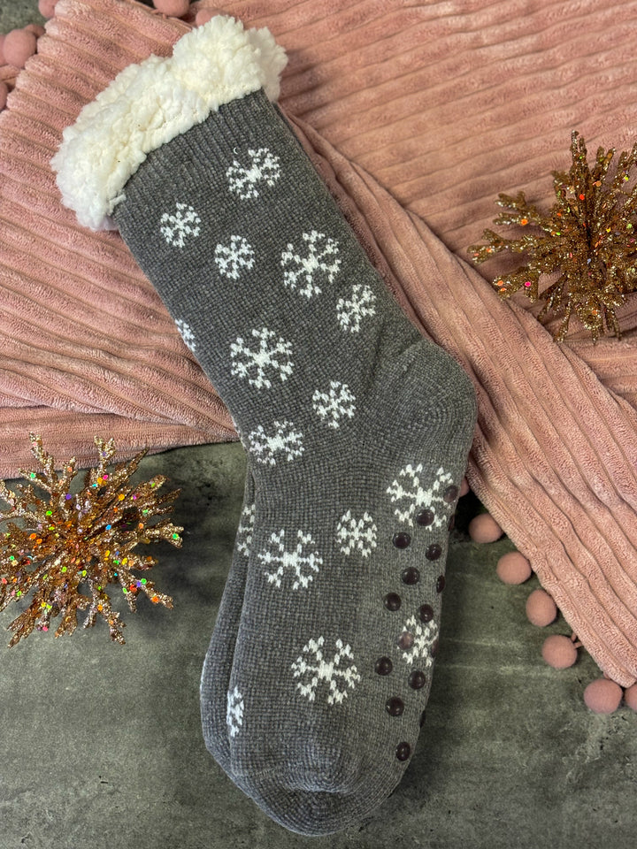 Christmas Snowflakes Fuzzy Socks