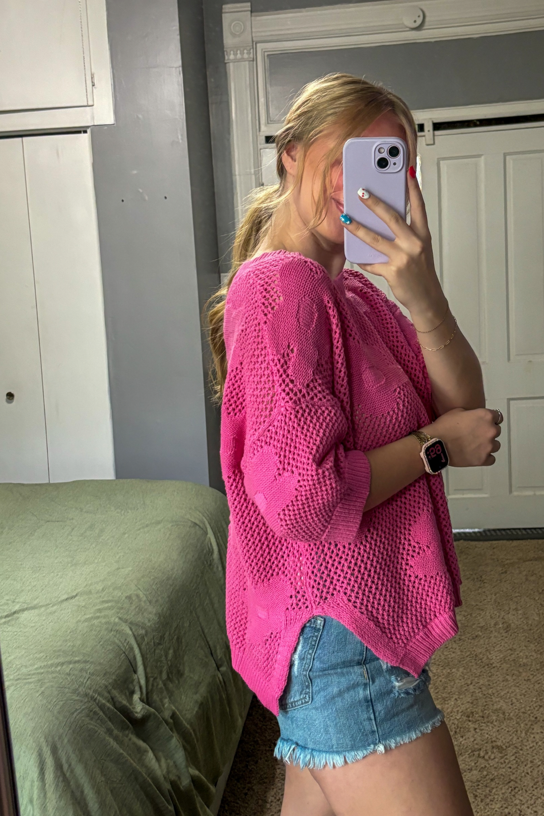 beth flower crochet sweater top