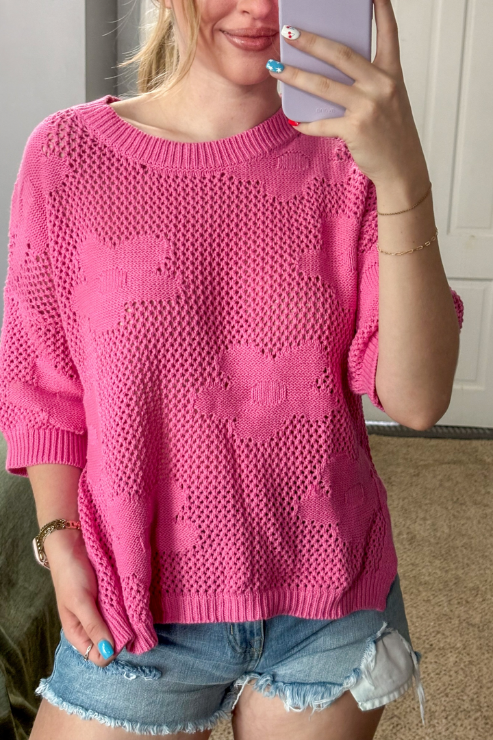 beth crochet flower sweater top