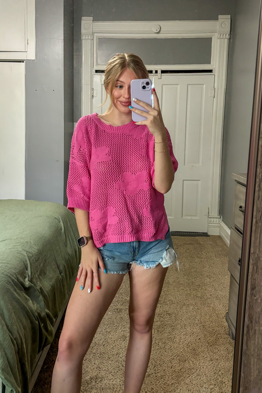 beth flower crochet sweater top