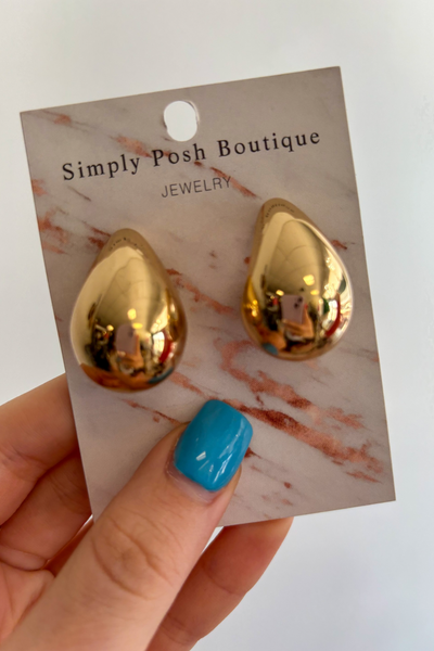 chunky gold teardrop earrings