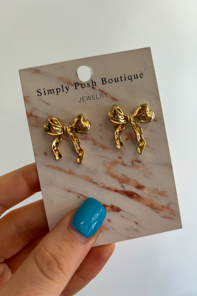 mini gold bow earrings