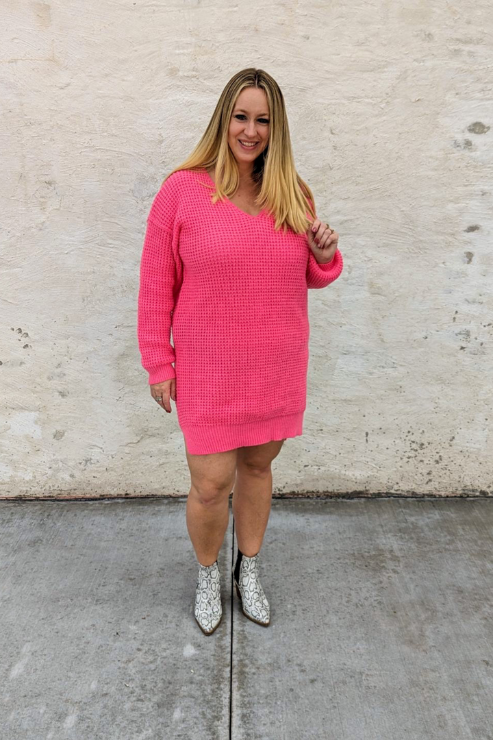 Big Ambitions Sweater Dress - Hot Pink