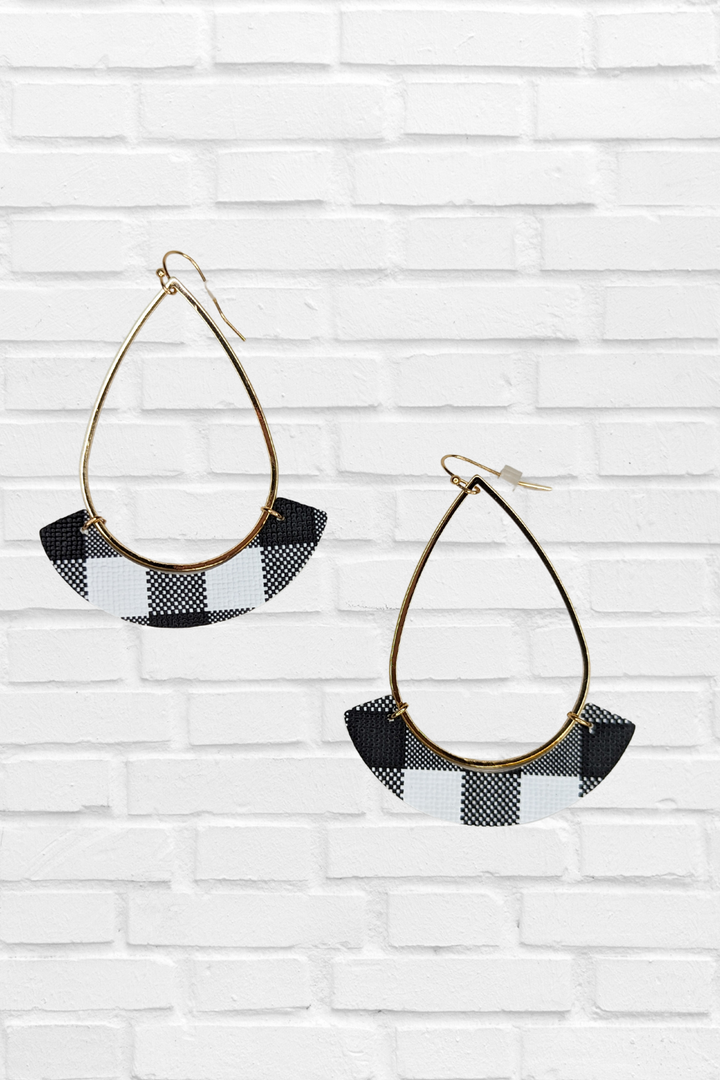 Buffalo Check Leather Earrings