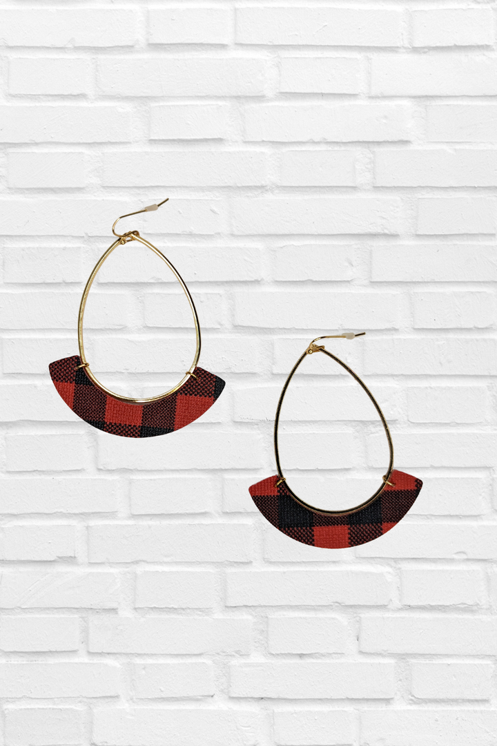 Buffalo Check Leather Earrings