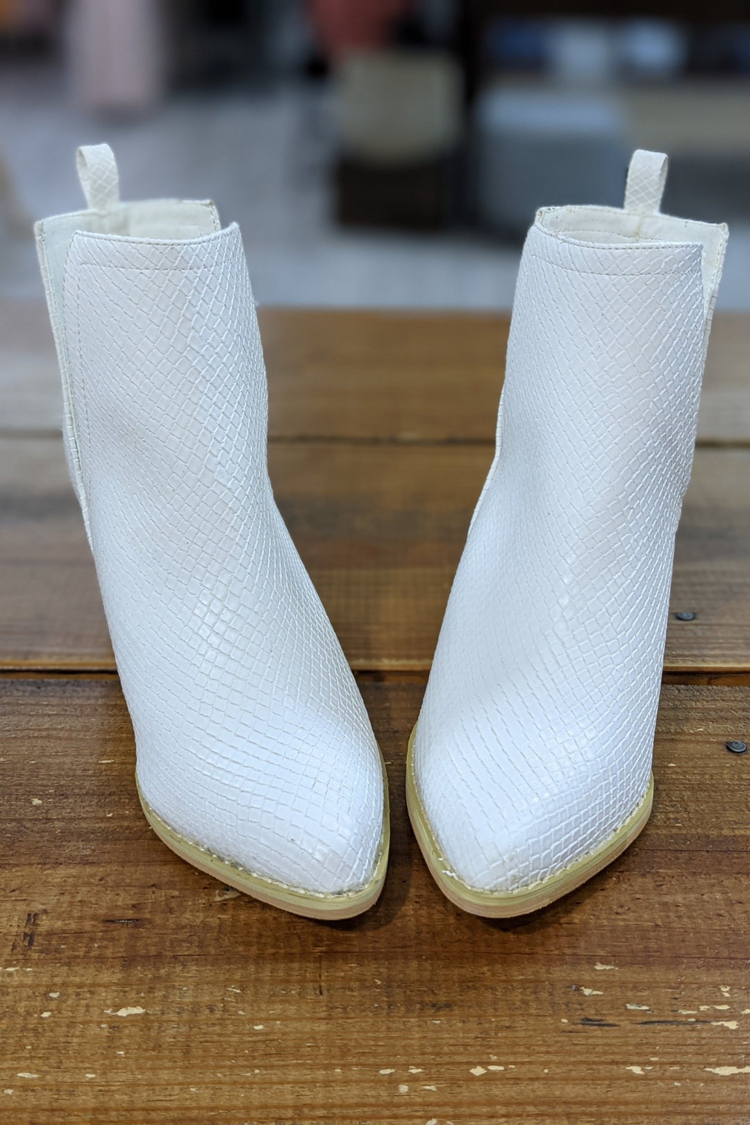 Lola Snake Skin White Booties