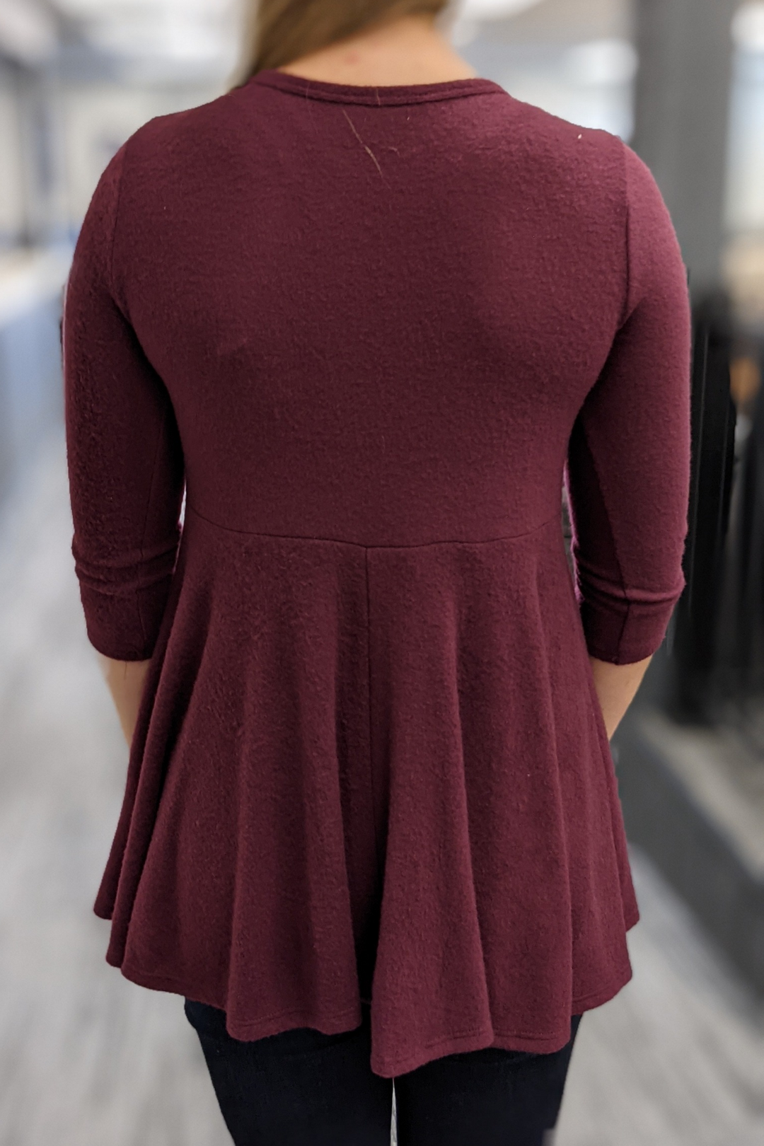 Mid Sleeve High Waist Top-Wine