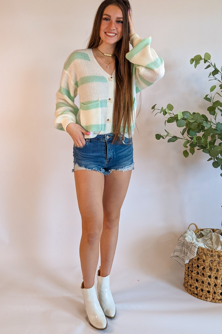 Minty Fresh Striped Cardi