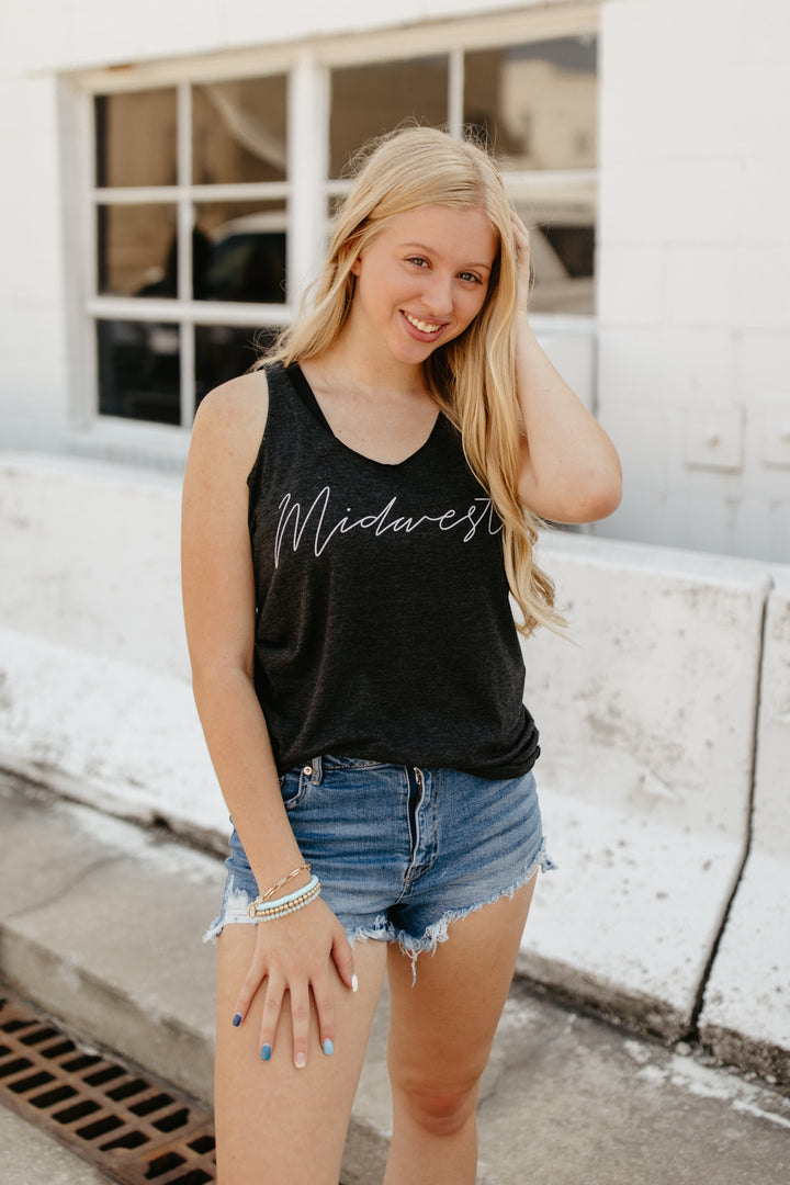 Midwest Racer Back Tank - Vintage Black