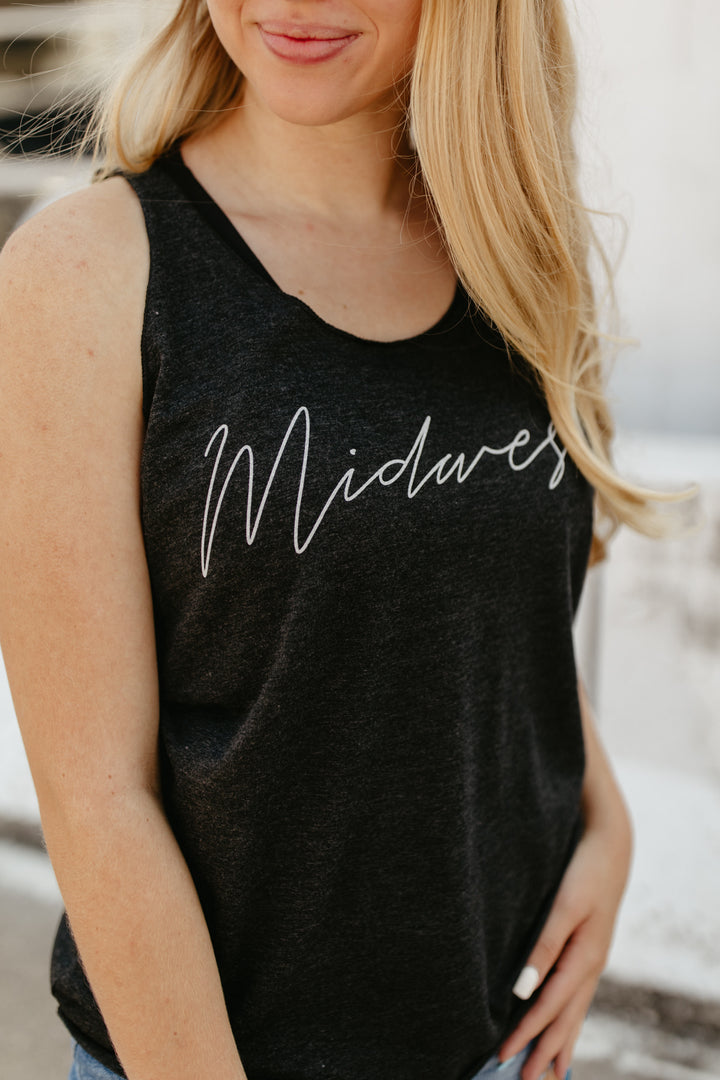 Midwest Racer Back Tank - Vintage Black