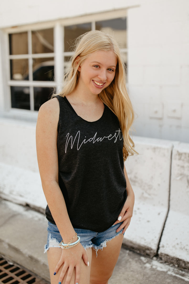 Midwest Racer Back Tank - Vintage Black