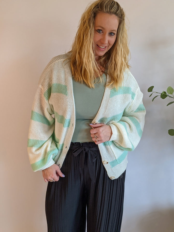 Minty Fresh Striped Cardi