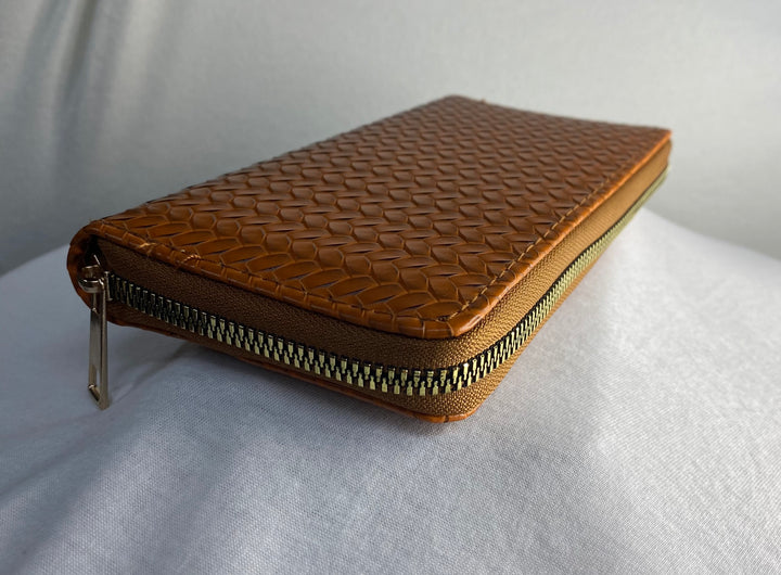 Pattern Color Zipper Wallet -Camel