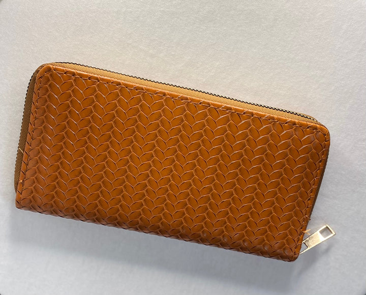 Pattern Color Zipper Wallet -Camel