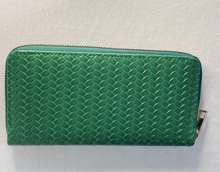 Pattern Color Zipper Wallet - Olive