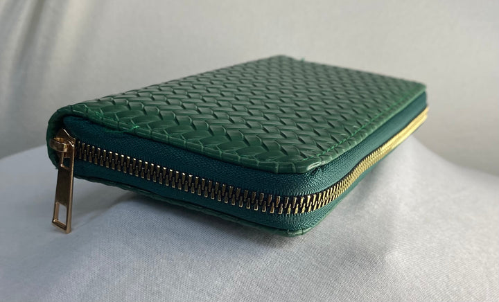 Pattern Color Zipper Wallet - Olive